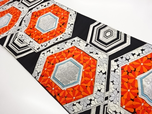 JAPANESE KIMONO / FUKURO OBI / WOVEN KIKKO & FLOWER 